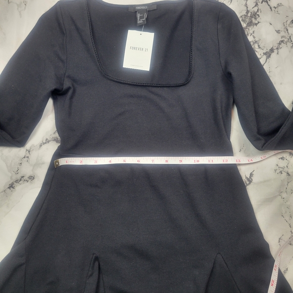 FOREVER 21 Black skater dress mini skirt length above knee size small NWT - Picture 10 of 14